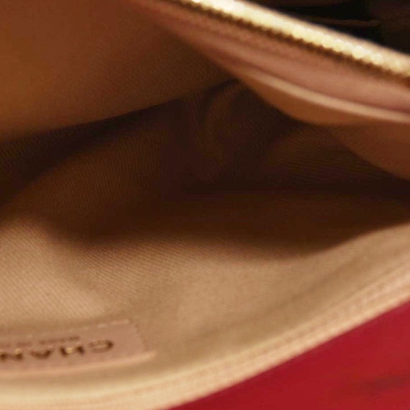 CHANEL  Calfskin Chevron Stitched Small Coco Flap Bag Red - Picture 14 of 15